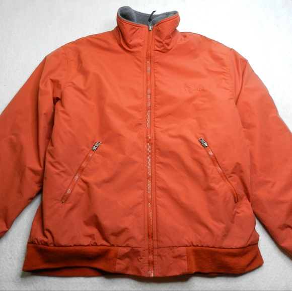 L.L. Bean Jacket Size Medium Orange Fleece Lined Winter Outerwear Bomber - Picture 1 of 13